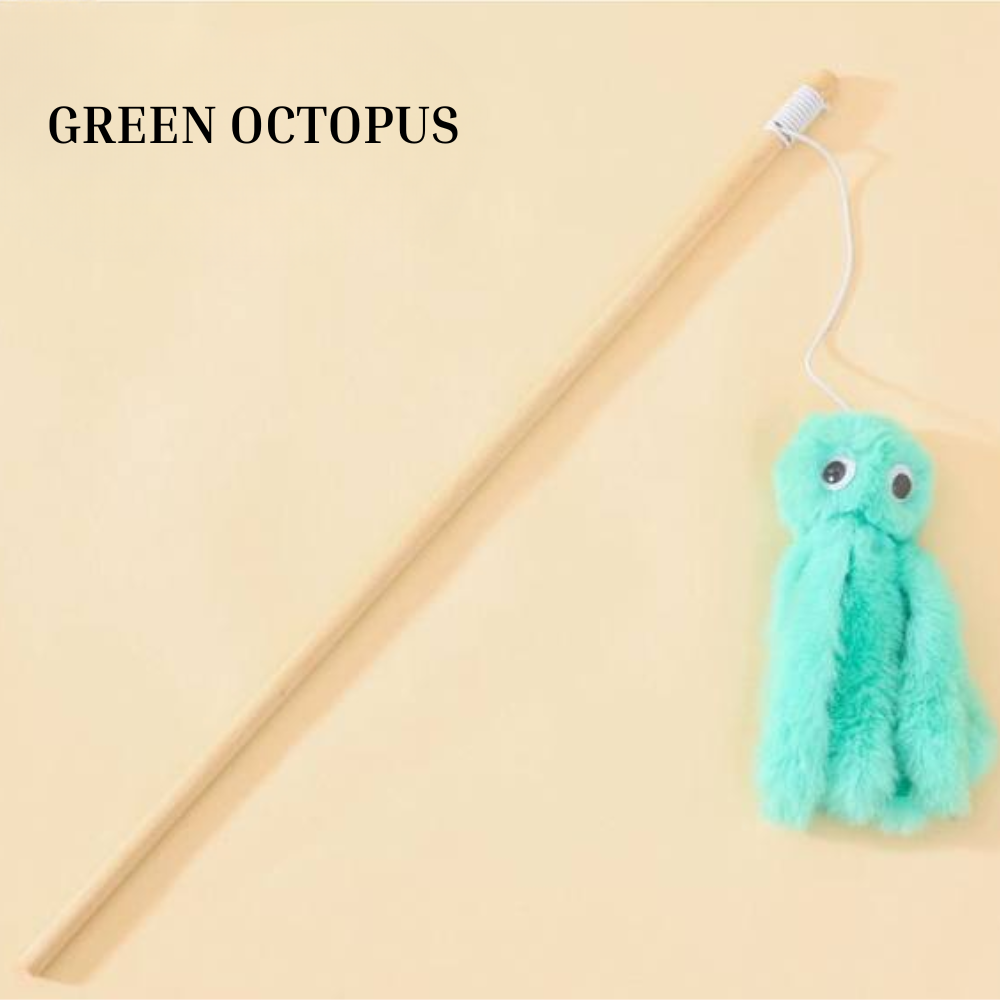Wooden Cat Stick Toy