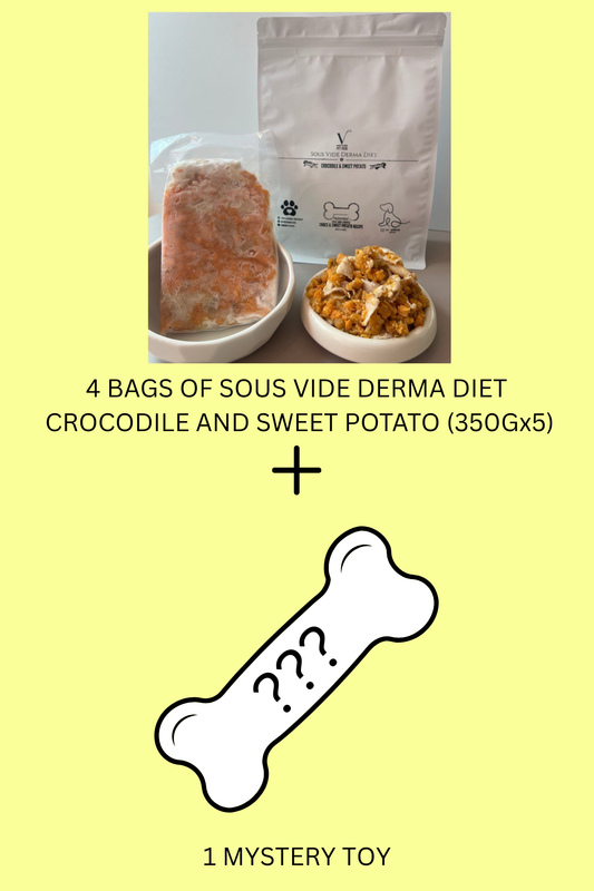 Sous Vide Derma Diet - BUNDLE : Crocodile & Sweet Potato (350gx5) & 1 FREE Mystery toy