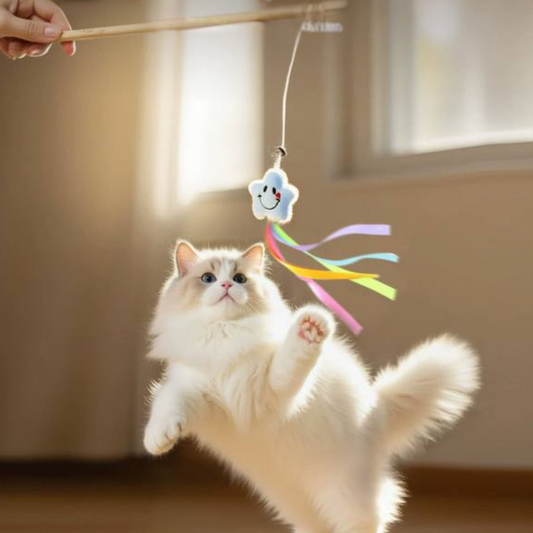 Wooden Cat Stick Toy