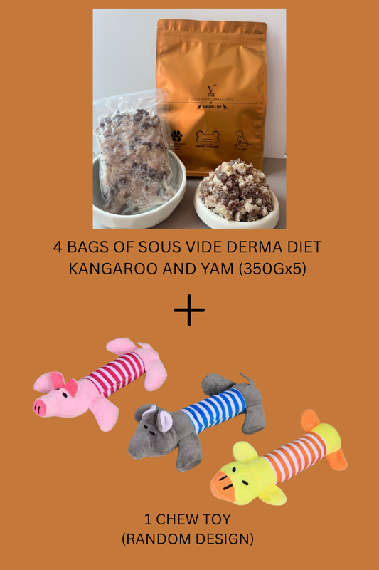 Sous Vide Derma Diet - BUNDLE : Kangaroo & Yam (350gx5) + 1 FREE Toy