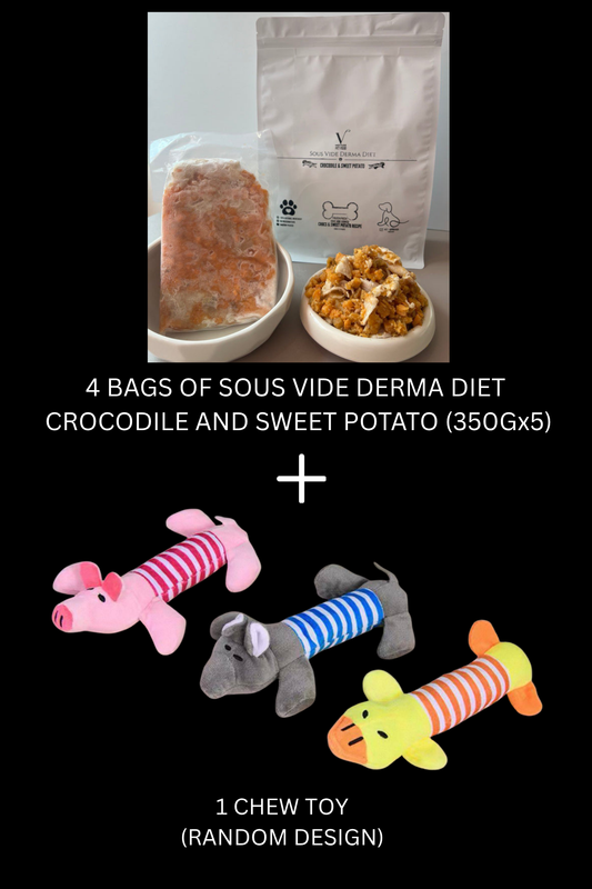 Sous Vide Derma Diet - BUNDLE : Crocodile & Sweet Potato (350gx5) & 1 FREE Toy
