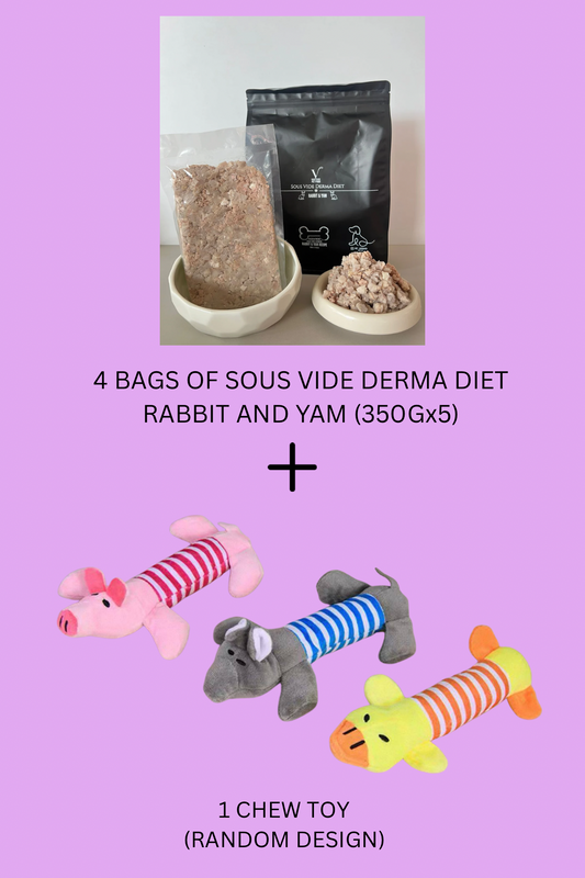 Sous Vide Derma Diet - BUNDLE : Rabbit & Yam (350gx5) & 1 FREE Toy